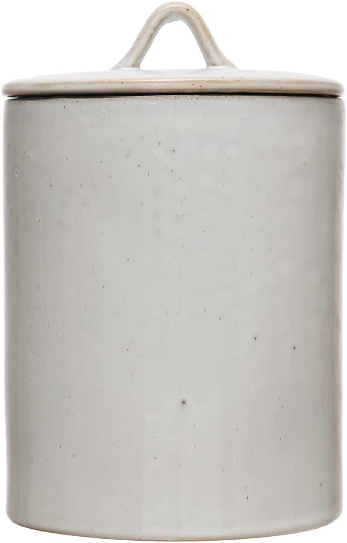 Creative Co-Op Stoneware Food Storage Container with Reactive Glaze Canister, White | Amazon (US)