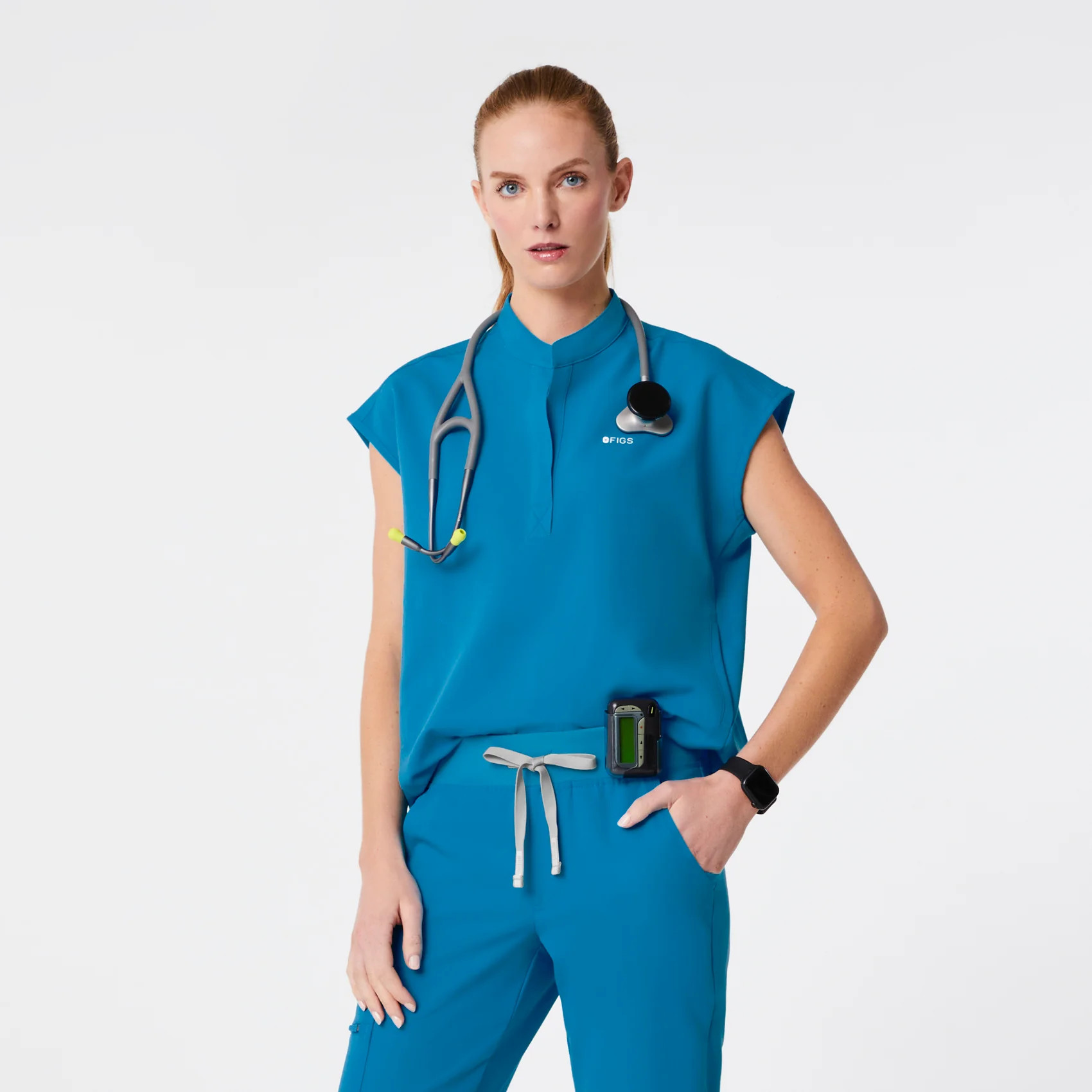 Women's Rafaela Oversized Scrub Top™ - Extreme Blue · FIGS | FIGS