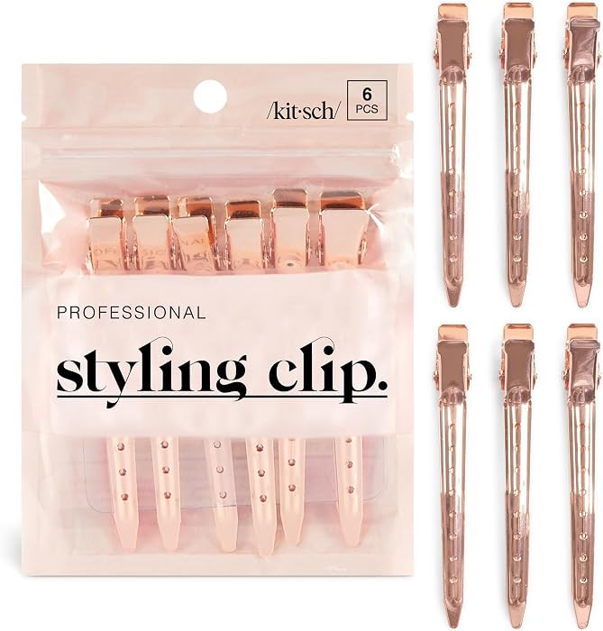 Kitsch Professional Alligator Clips - Rose Gold, 6 Pcs | Amazon (US)