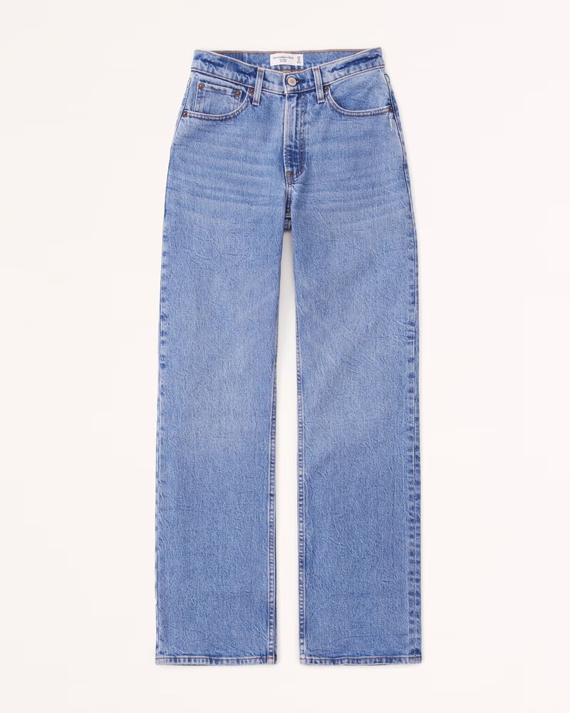 Abercrombie & Fitch Women's Mid Rise Baggy Jean in Dark - Size 32 LONG | Abercrombie & Fitch (US)