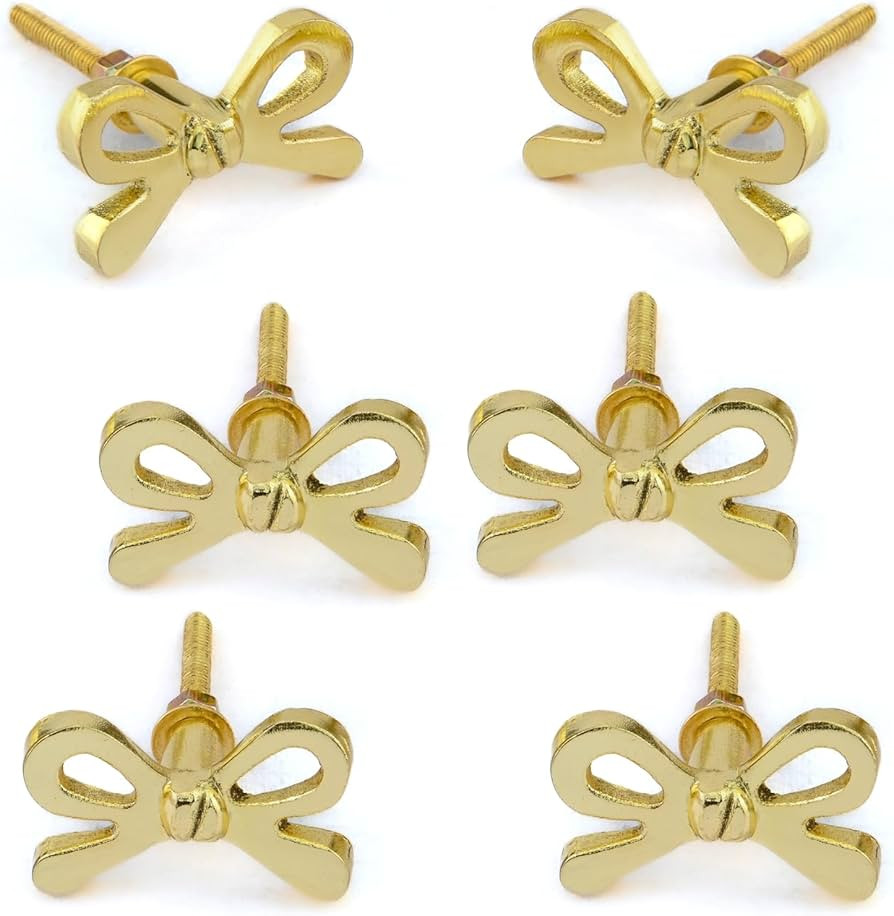 Perilla Home Set of 6 Brass Bow Knobs for Cabinet & Drawers Decorative Bow Knobs for Home Kitchen... | Amazon (US)
