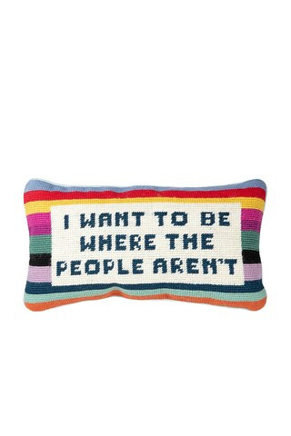 Furbish Studio I Want To Be Where The People Aren't Needlepoint Pillow from Revolve.com | Revolve Clothing (Global)