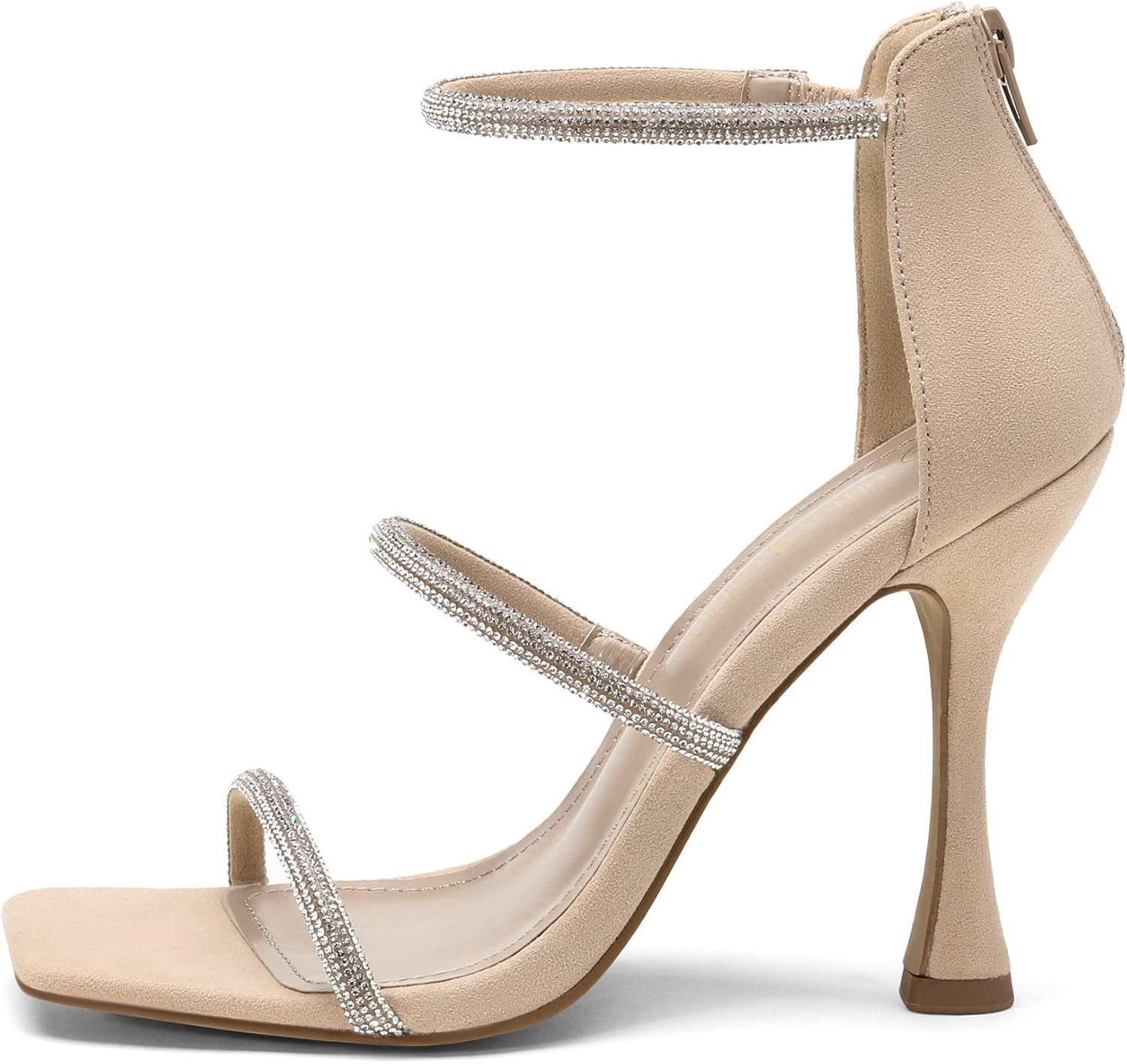 DREAM PAIRS High Glitter Heels Stillettos Square Toe Heels for Women Ankle Strap Heels Strappy Dress | Amazon (US)