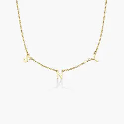 Inez Initial Necklace - 14K Solid Gold | Oak & Luna (US)