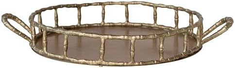 Creative Co-Op Cast Aluminum Faux Bamboo Tray with Handles, Brass Finish | Amazon (US)
