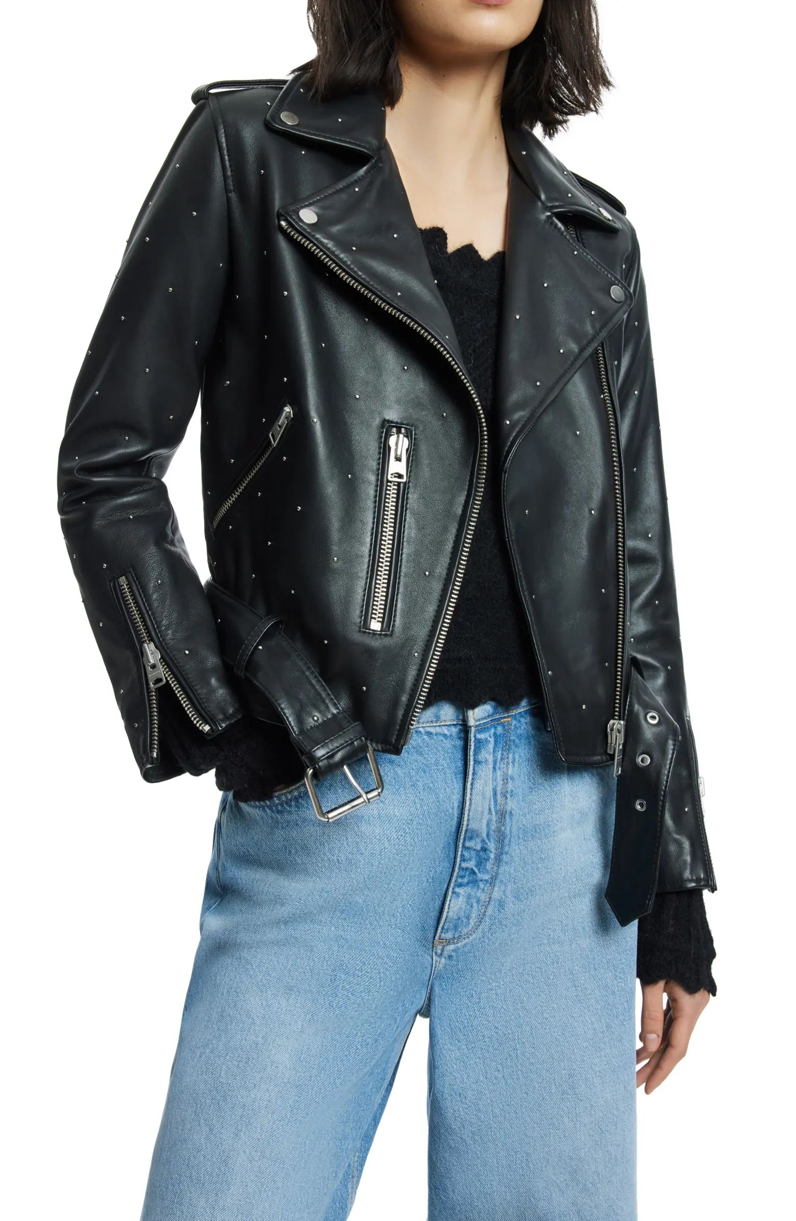 Balfern Studded Leather Biker Jacket | Nordstrom