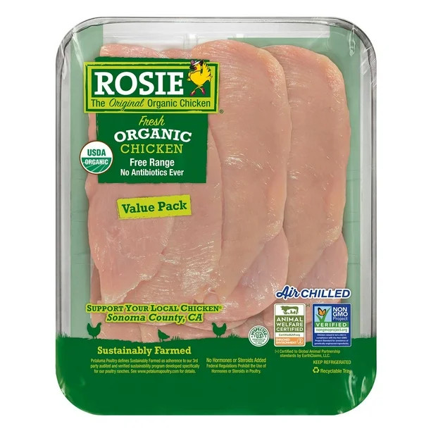 Rosie Organic Thin Sliced Boneless and Skinless Chicken Breasts, priced per pound | Sam's Club