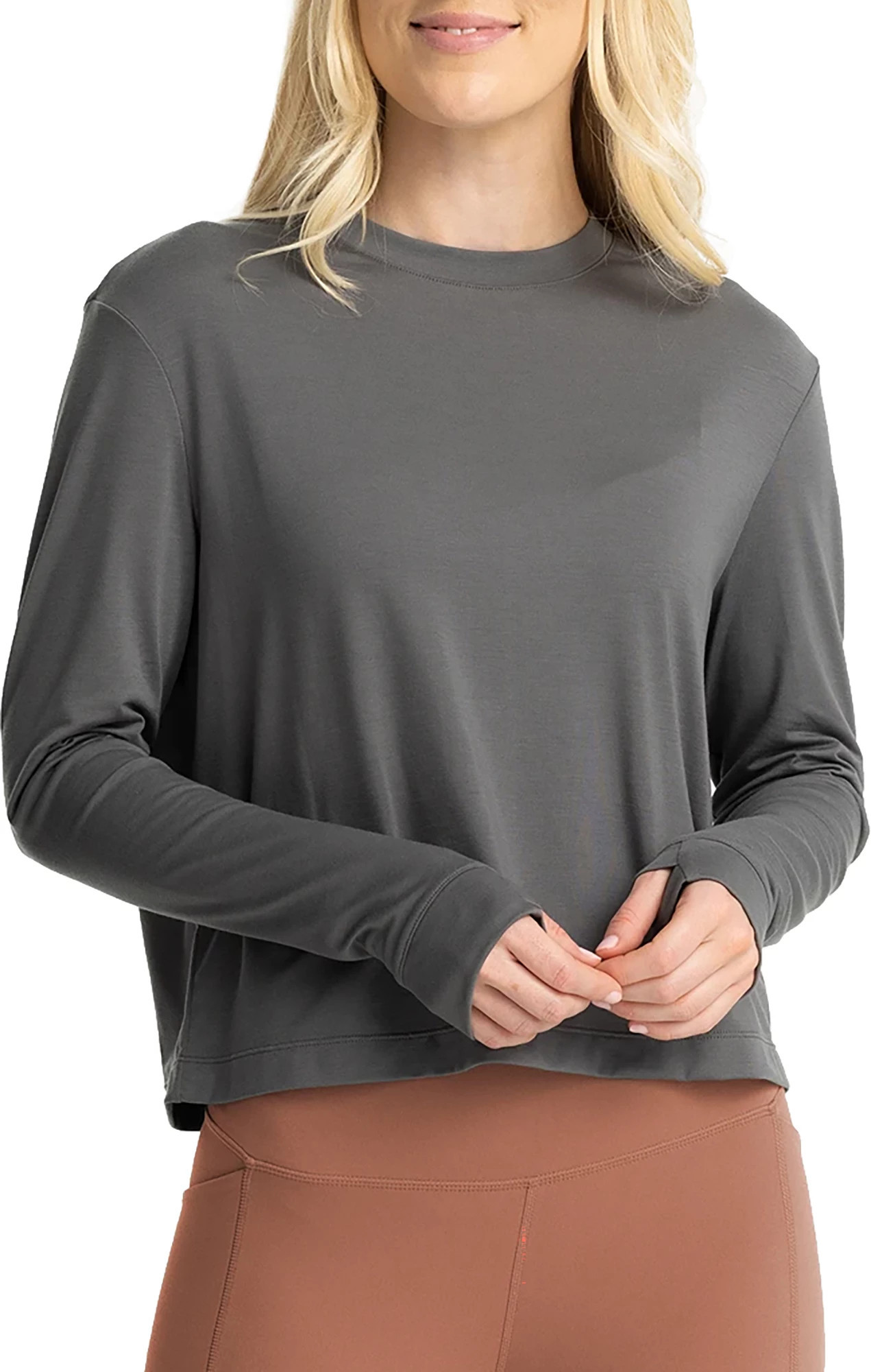 Free Fly Women's Elevate Long Sleeve T-Shirt, Large, Smoke | DICK'S Sporting Goods