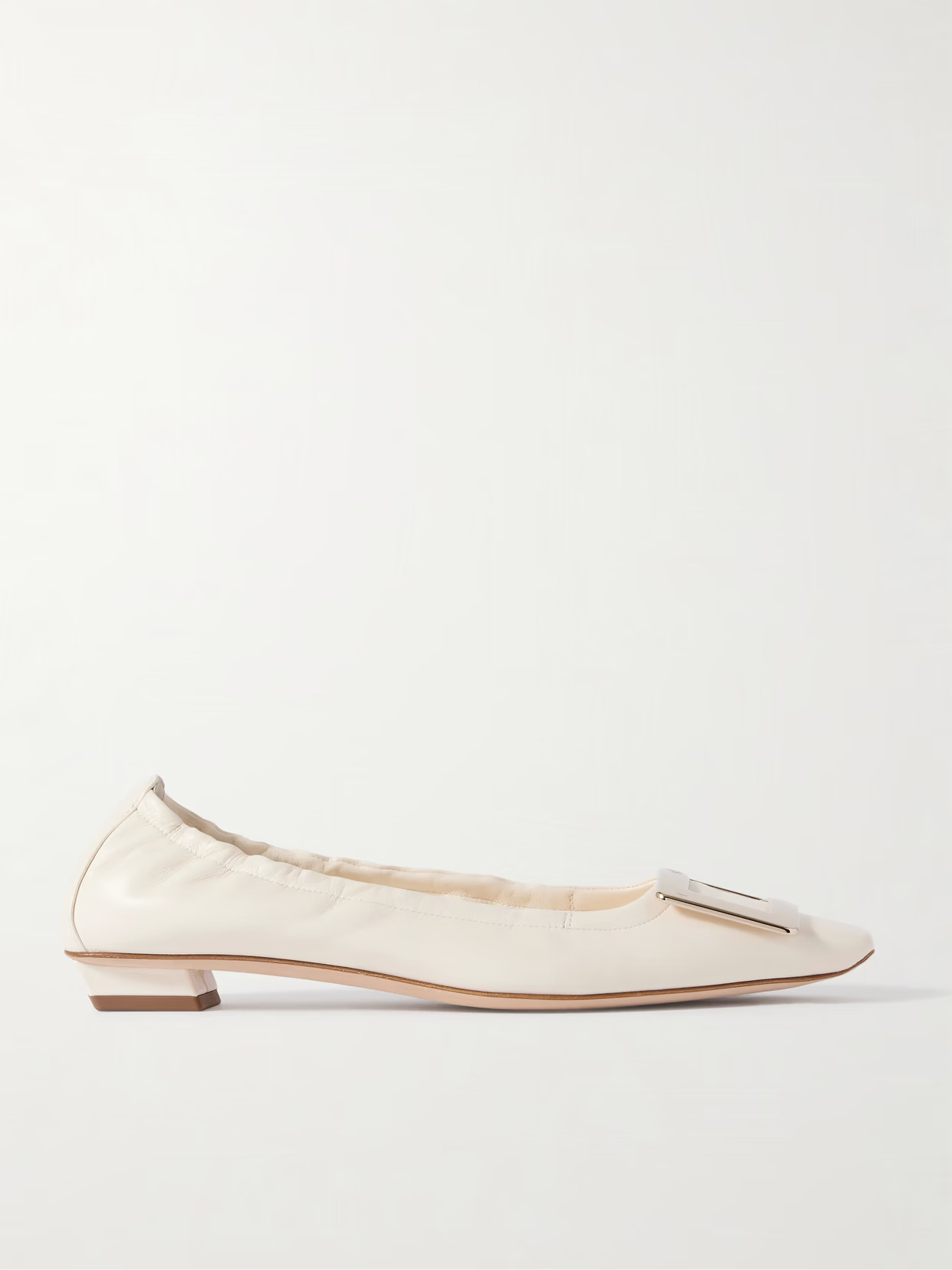 Roger Vivier - Belle Vivier Embellished Patent-leather Ballet Flats - Ivory | NET-A-PORTER (UK & EU)