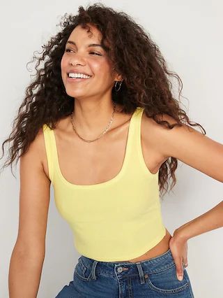 Fitted Ultra-Cropped Rib-Knit Tank Top for Women | Old Navy (US)