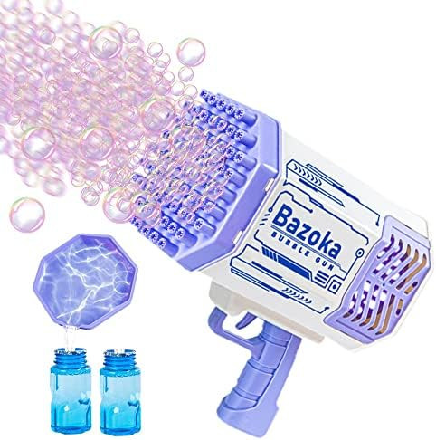 Upgraded Bubble Machine Guns, Purple Bubble Makers with Light/ Bubble Solution, 69 Holes Bubbles ... | Amazon (US)