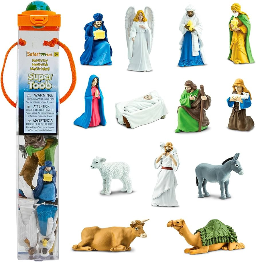 Safari Ltd. Nativity Super TOOB - 13 Hand-Painted Figurines including Mary, Joseph, Baby Jesus, A... | Amazon (US)