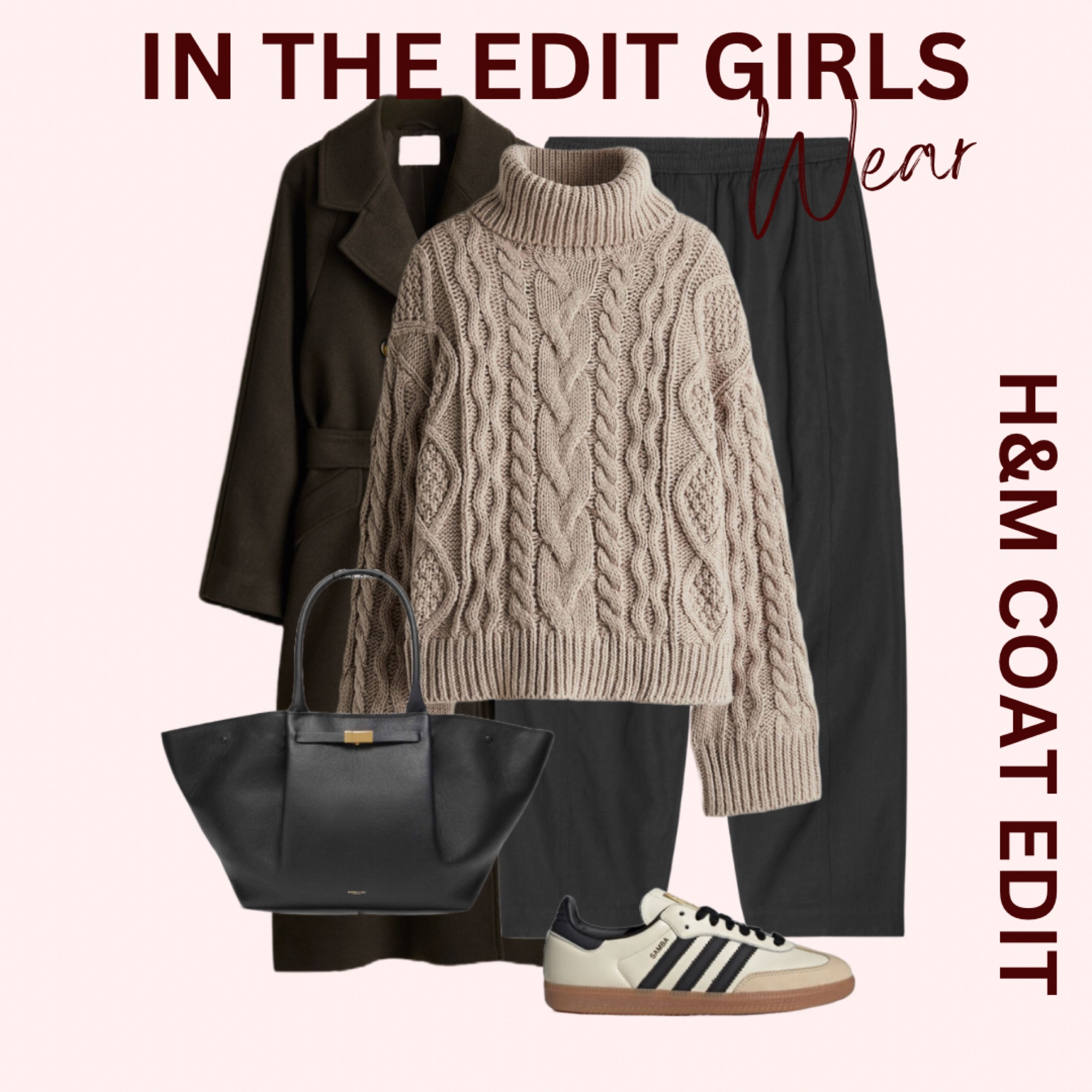 H&M coat edit 

Brown coat 
Cable polo neck 
Demiller bag 
Adidas sambas 
Black trouser 

#LTKstyletip #LTKeurope #LTKautumn