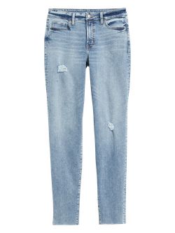 High-Waisted O.G. Straight Extra Stretch Ripped Cut-Off Jeans for Women | Old Navy (US)