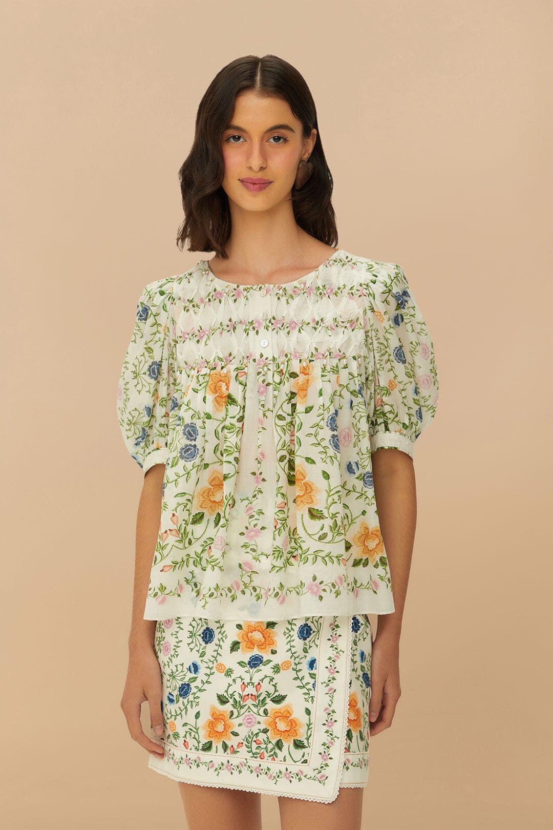 Off-White Folk Floral Mini Skirt | FarmRio (US)