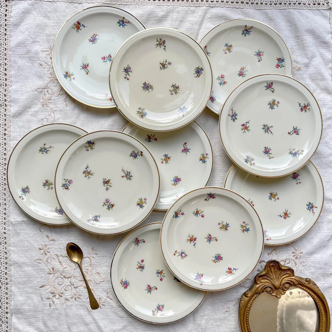 10 Petites Assiettes Vintage en Porcelaine Fleurie – Limoges Haviland – Vaisselle Ancienne ... | Etsy (US)