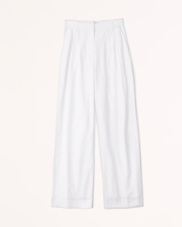 Curve Love Linen-Blend Tailored Wide Leg Pant | Abercrombie & Fitch (US)