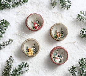 Scenic Tinsel Ornaments, Set of 4 | Pottery Barn Kids