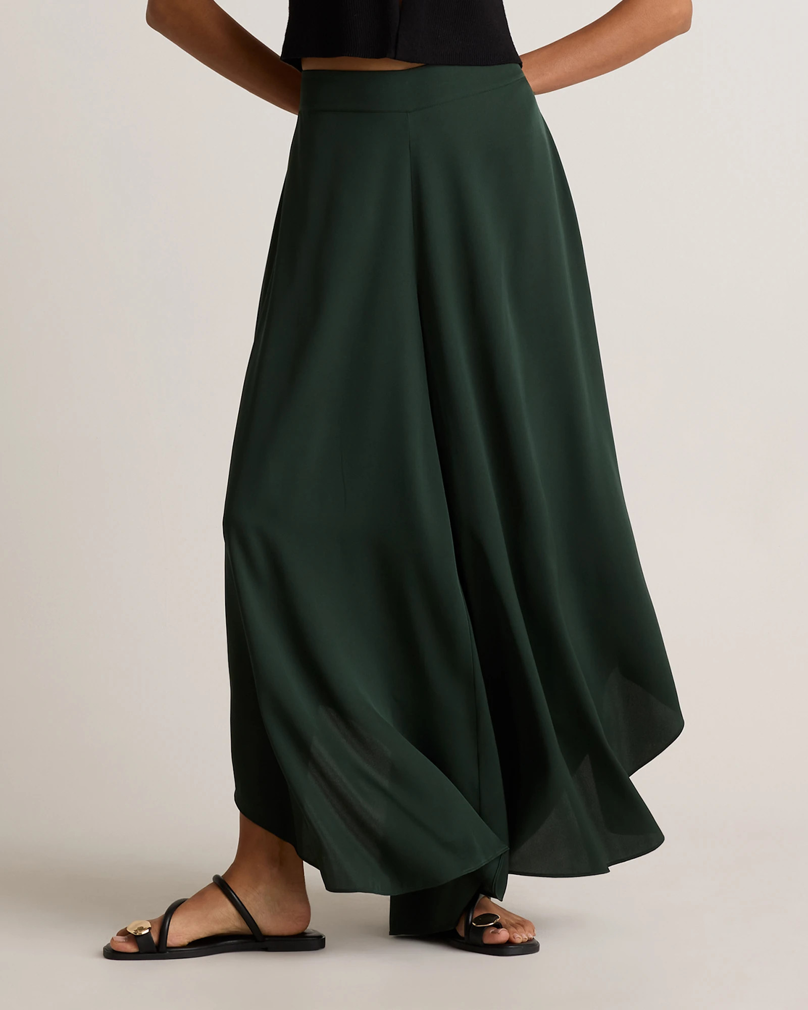 Quince | Women's Washable Stretch Silk Palazzo Pants in Black, Size Small, Mulberry Silk | Quince