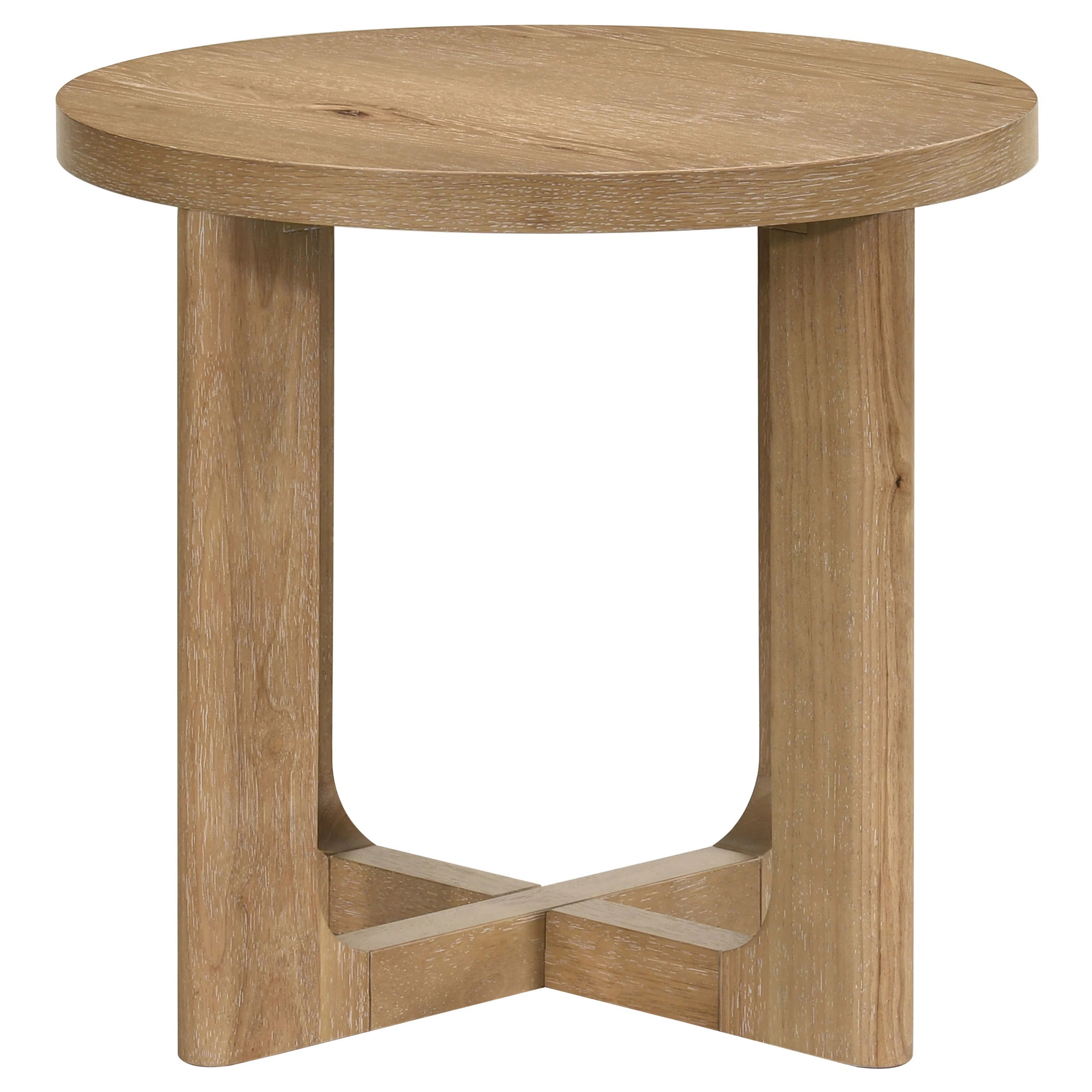 Wai Round Sculptural Wood End Table Light Oak | Wayfair North America