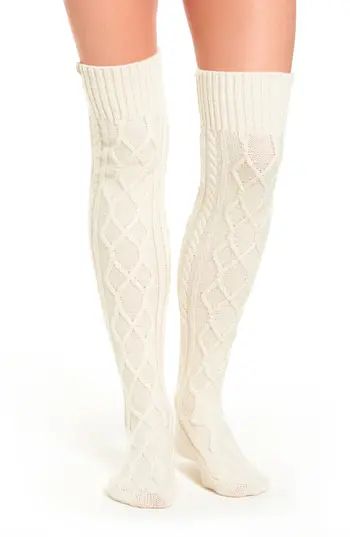 Women's Ugg Cable Knit Over The Knee Socks, Size One Size - Ivory | Nordstrom
