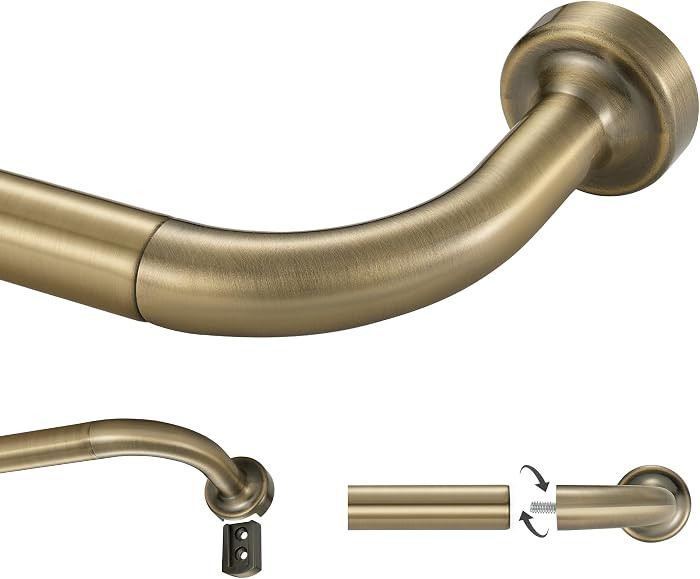Antique Bronze Curtain Rod, 28-86" Adjustable, 1" Diameter, Aluminum Finish, Wall Mounted | Amazon (US)