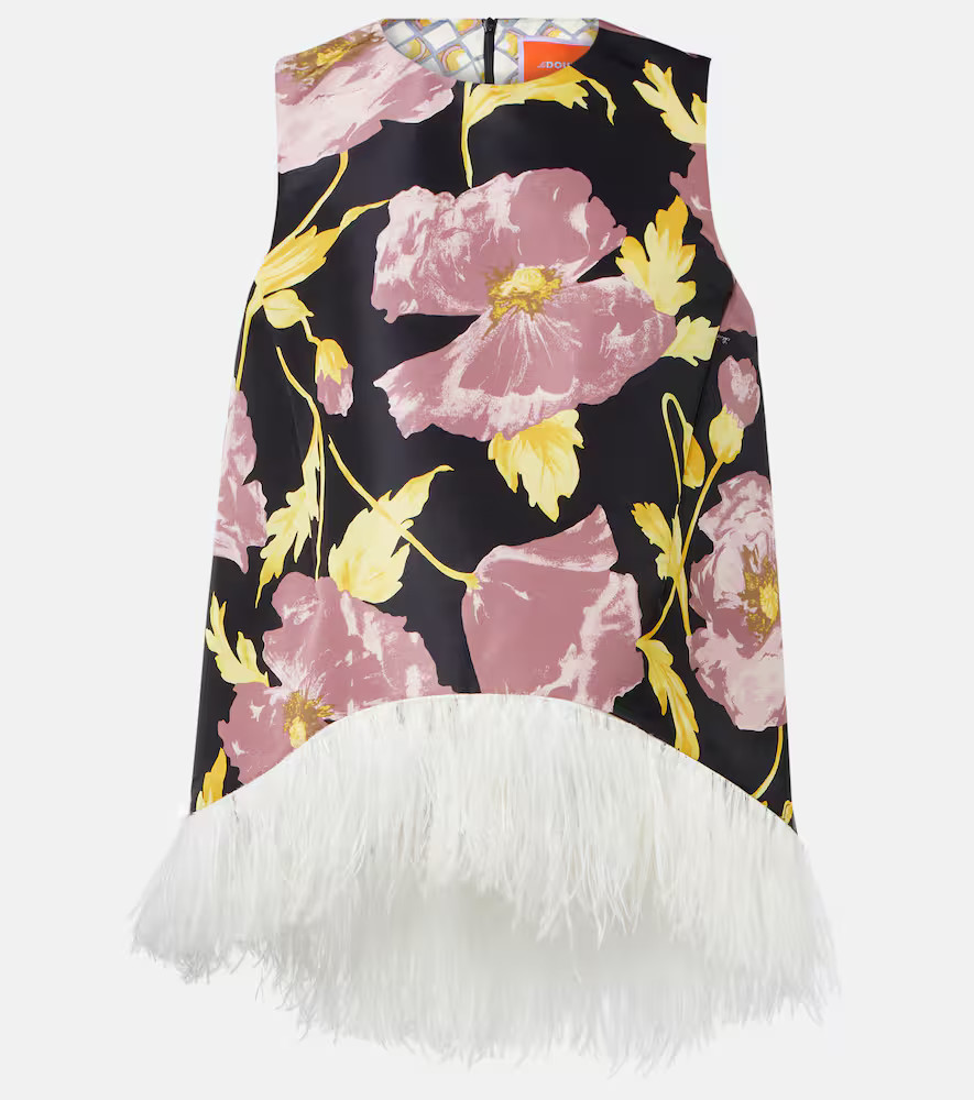 La DoubleJ La Scala feather-trimmed asymmetrical top | Mytheresa (US/CA)