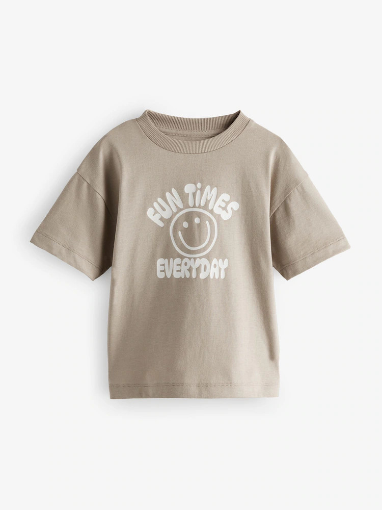 Neutral Fun Times Simple Short Sleeve T-Shirt (3mths-7yrs) | Next US