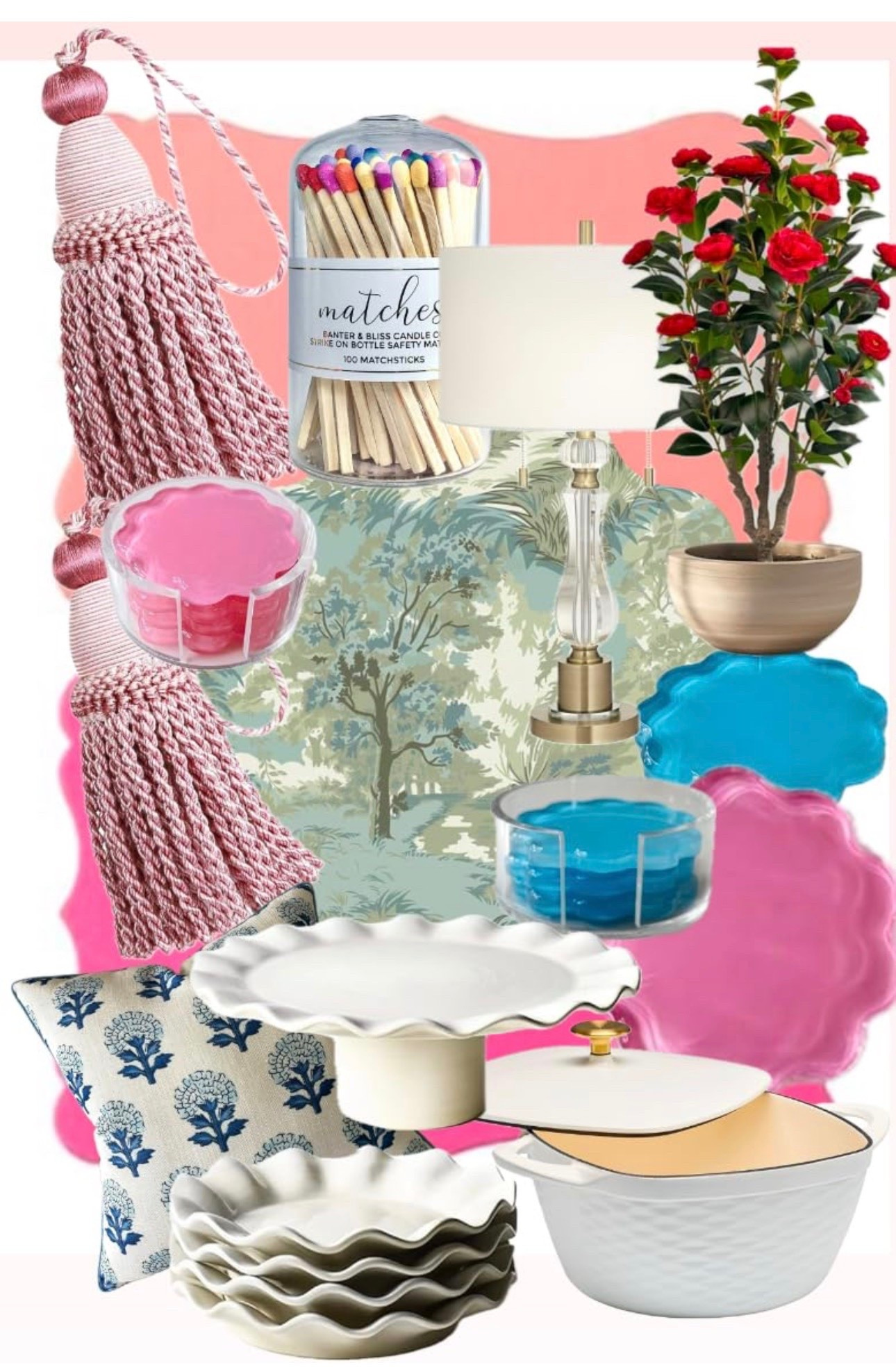 Home Decor, table lamp, lighting, accent pillows, cake plate, wallpaper, faux plant, matches, coasters, scalloped edge, Dutch Oven, tassel, , pops of color, looks for less, @a_southernflare

#LTKHome