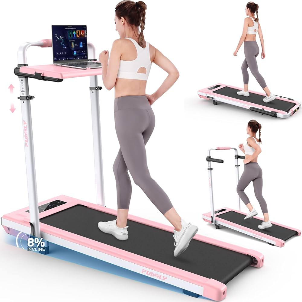 Walking Pad Treadmill with Desk Workstation, Incline Foldable Treadmill with Handrail, 300lbs Cap... | Amazon (US)