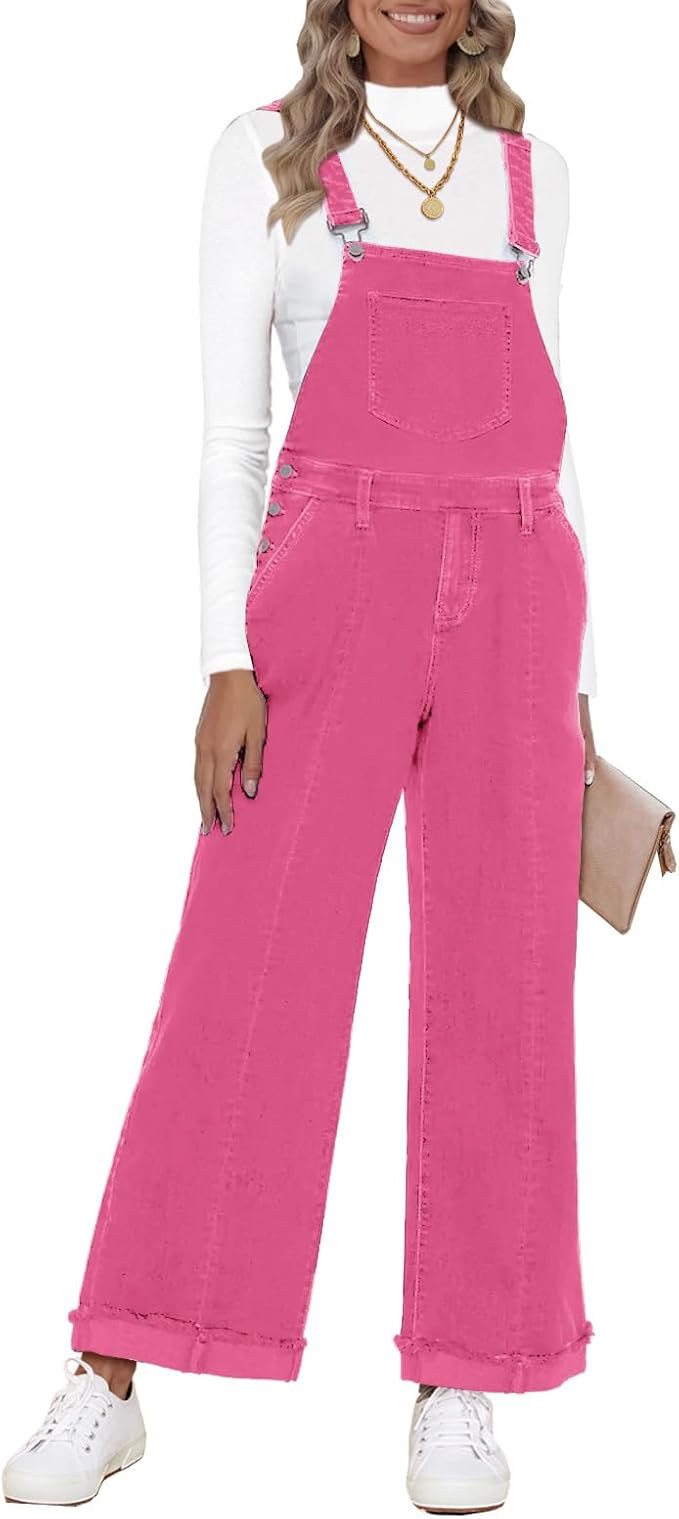 Vetinee Womens Overalls Denim Loose Fit Wide Leg Bib Stretch Baggy Jeans Jumpsuit Y2K Comfy | Amazon (US)