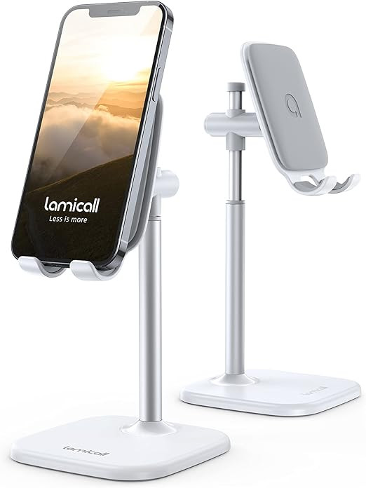 Lamicall Cell Phone Stand, Desk Phone Holder Height Angle Adjustable Mobile Phone Stand, Cradle, ... | Amazon (US)
