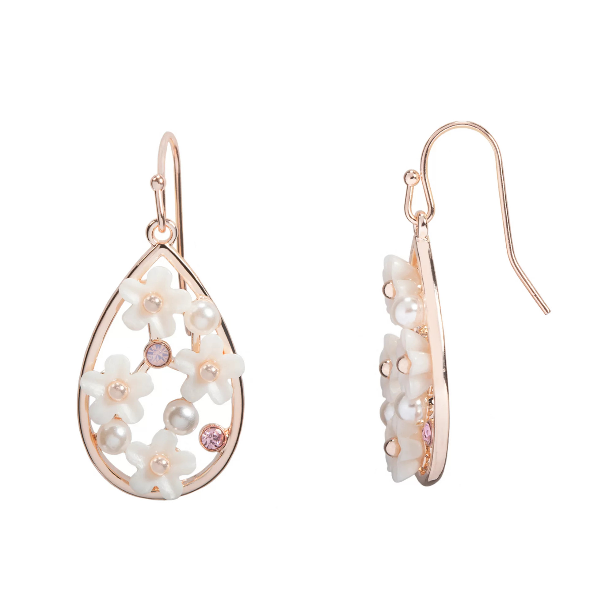 LC Lauren Conrad Floral Frame Teardrop Nickel Free Drop Earrings | Kohl's