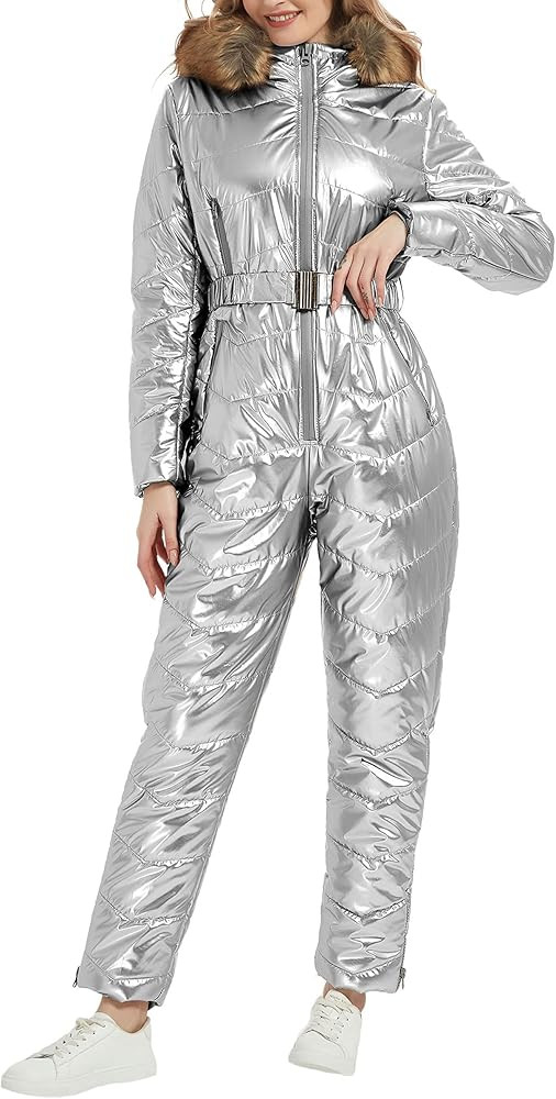 RISISSIDA Women Ski Suit Jumpsuit, Winter Onesies Outdoor Sports Waterproof Snowsuit One Piece wi... | Amazon (US)