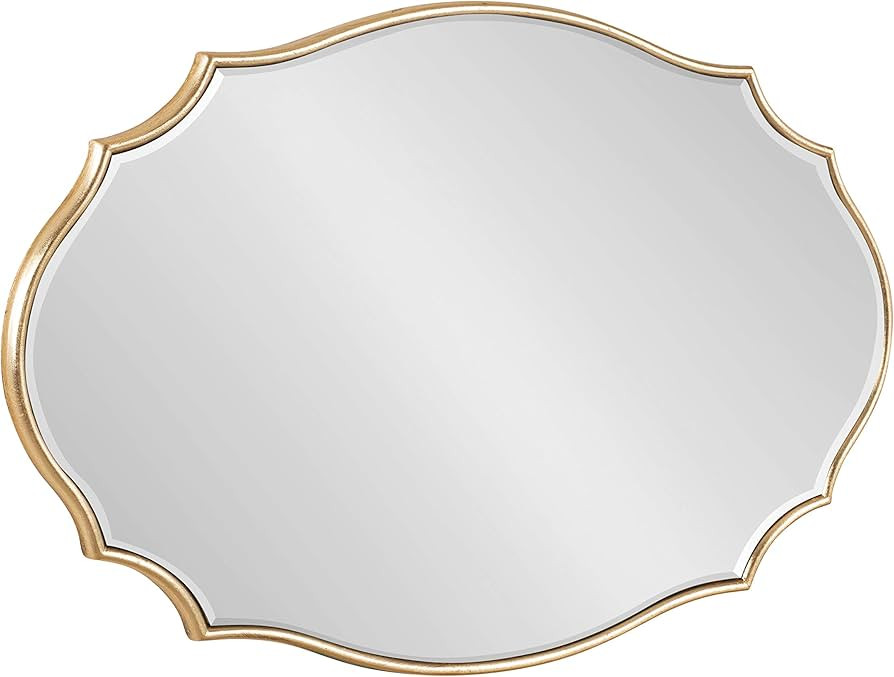Kate and Laurel Leanna Modern Scalloped Wall Mirror, 18 x 24, Gold, Glam Oval Mirror for Wall | Amazon (US)
