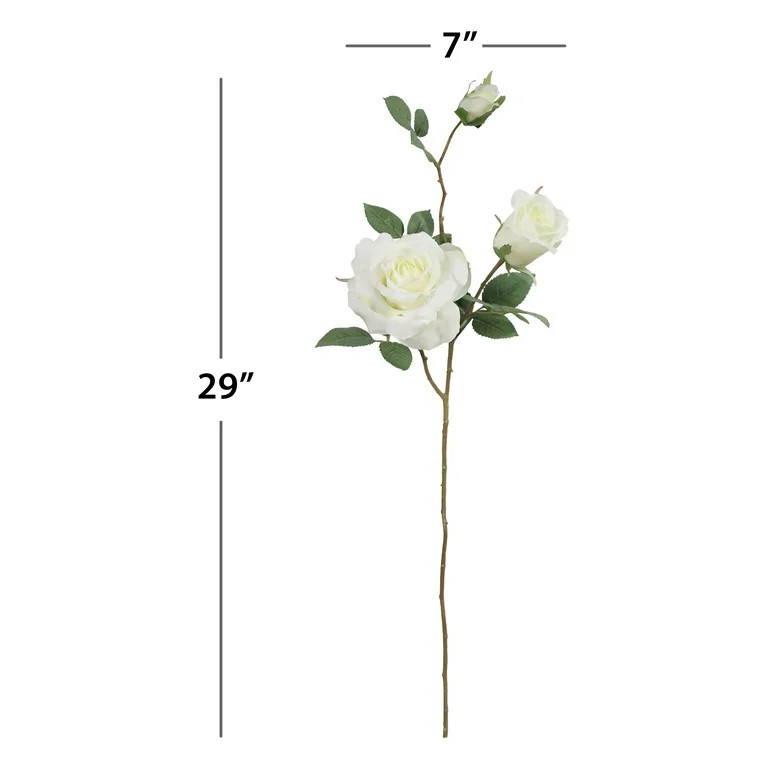 29.5-inch Artificial Silk White Rose 3 Heads Long Spray, for Indoor Use, by Mainstays - Walmart.c... | Walmart (US)