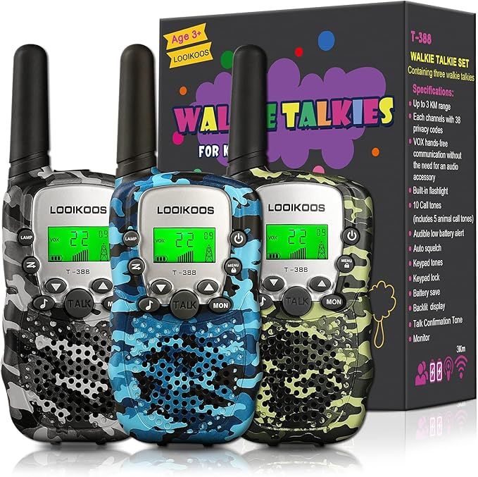 LOOIKOOS Walkie Talkies for Kids, 3 KMs Long Range 2 Way Radio Toys for Boys and Girls Walky Talk... | Amazon (US)