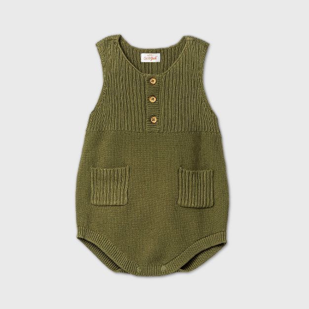 Baby Boys' Sleeveless Henley Sweater Romper - Cat & Jack™ Green | Target