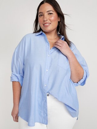 Oversized Button-Down Boyfriend Shirt | Old Navy (US)