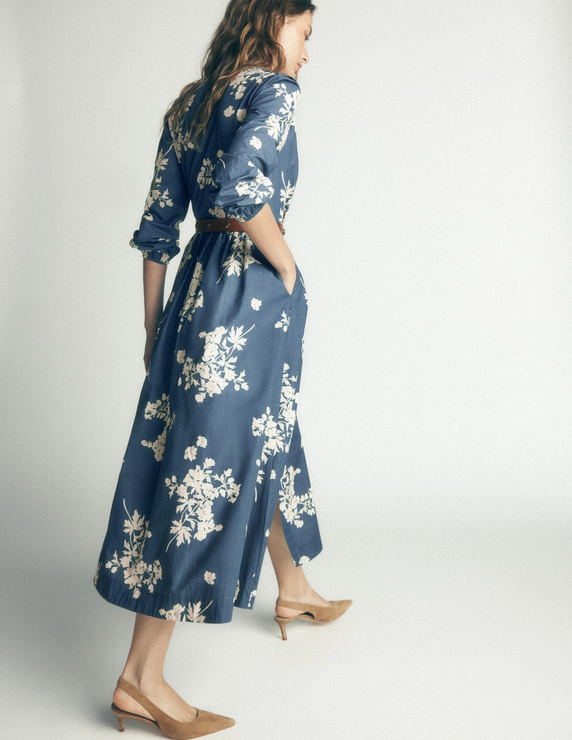 Nicola Cotton Midi Dress-Blue, Flecked Bunch | Boden (US)