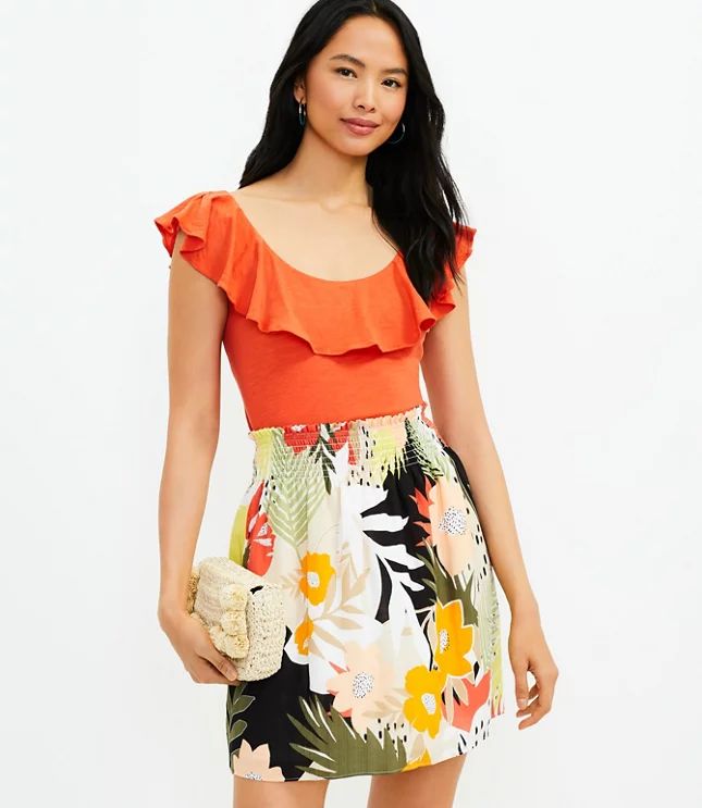 Tropical Smocked Skirt | LOFT | LOFT