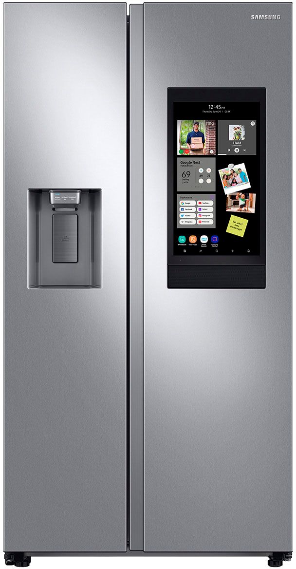 Samsung 26.7 cu. ft. Side-by-Side Smart Refrigerator with 21.5" Touch-Screen Family Hub Stainless... | Best Buy U.S.