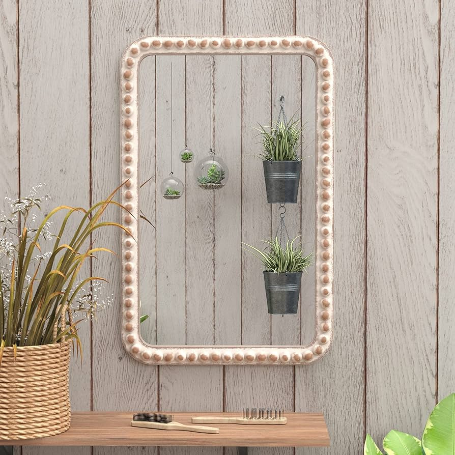 COZAYH Distressed Wood Frame Accent Mirror, Rustic Farmhouse Style Decorative Wall Mirror (Rectan... | Amazon (US)