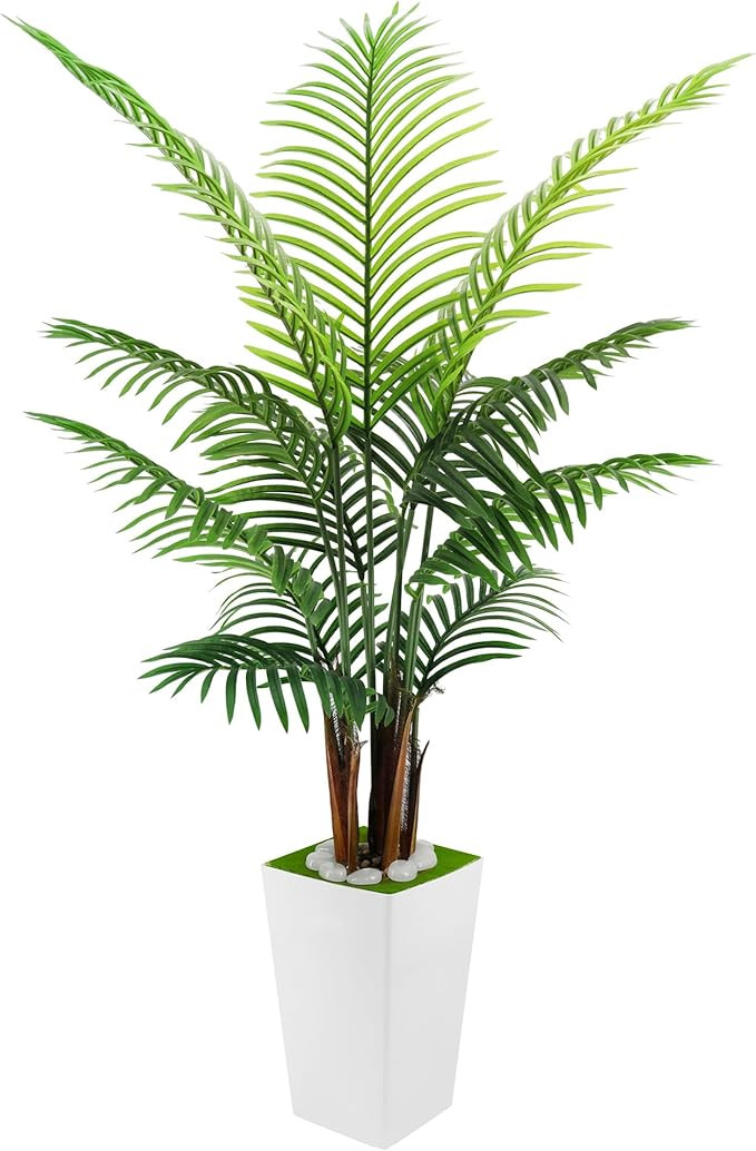 Artificial Palm Tree 5FT - Faux Palm Plants with Movable Large Pot Fake Tropical Paradise Palm Tr... | Amazon (US)