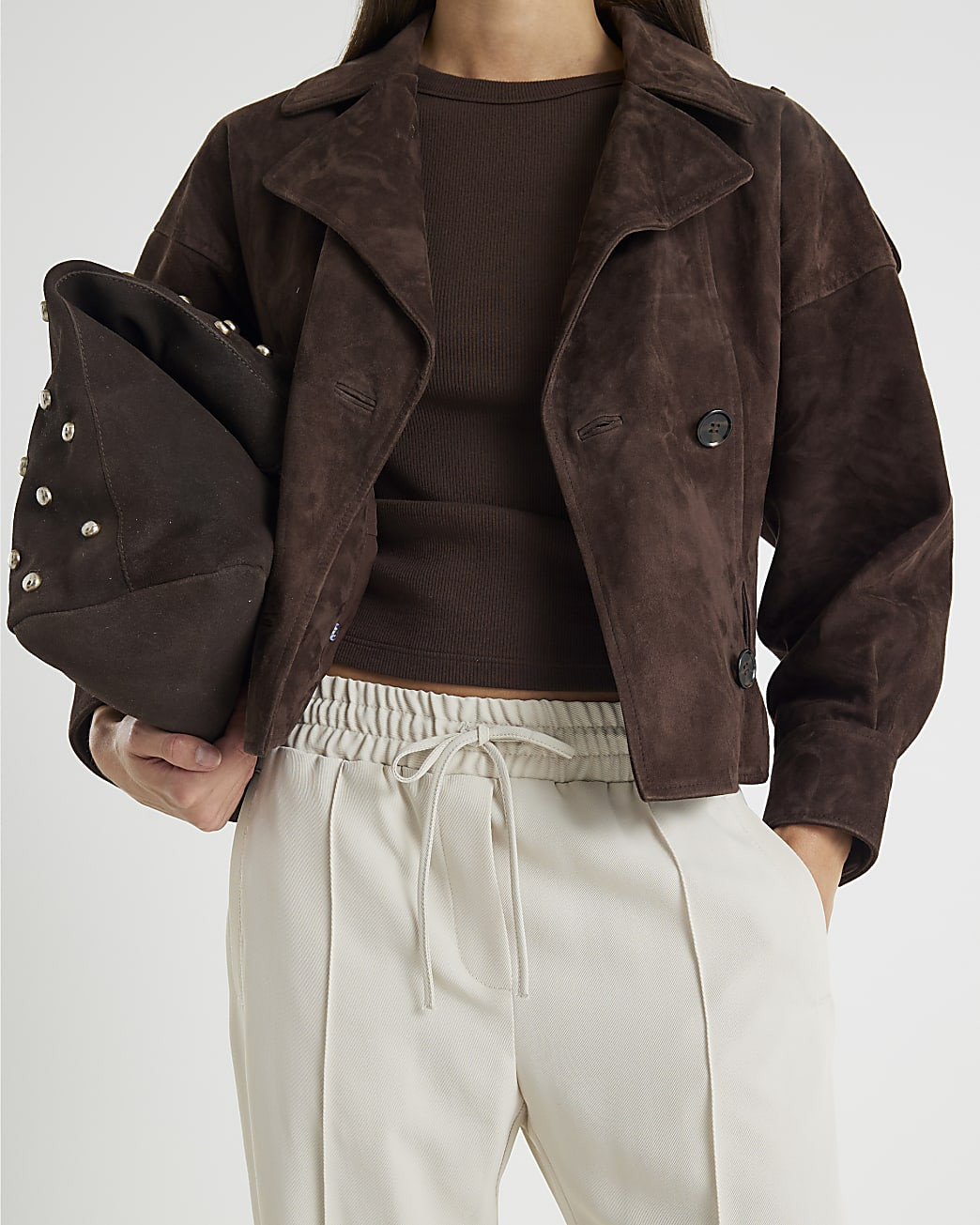 Stone Tailored Joggers | River Island UK & IE