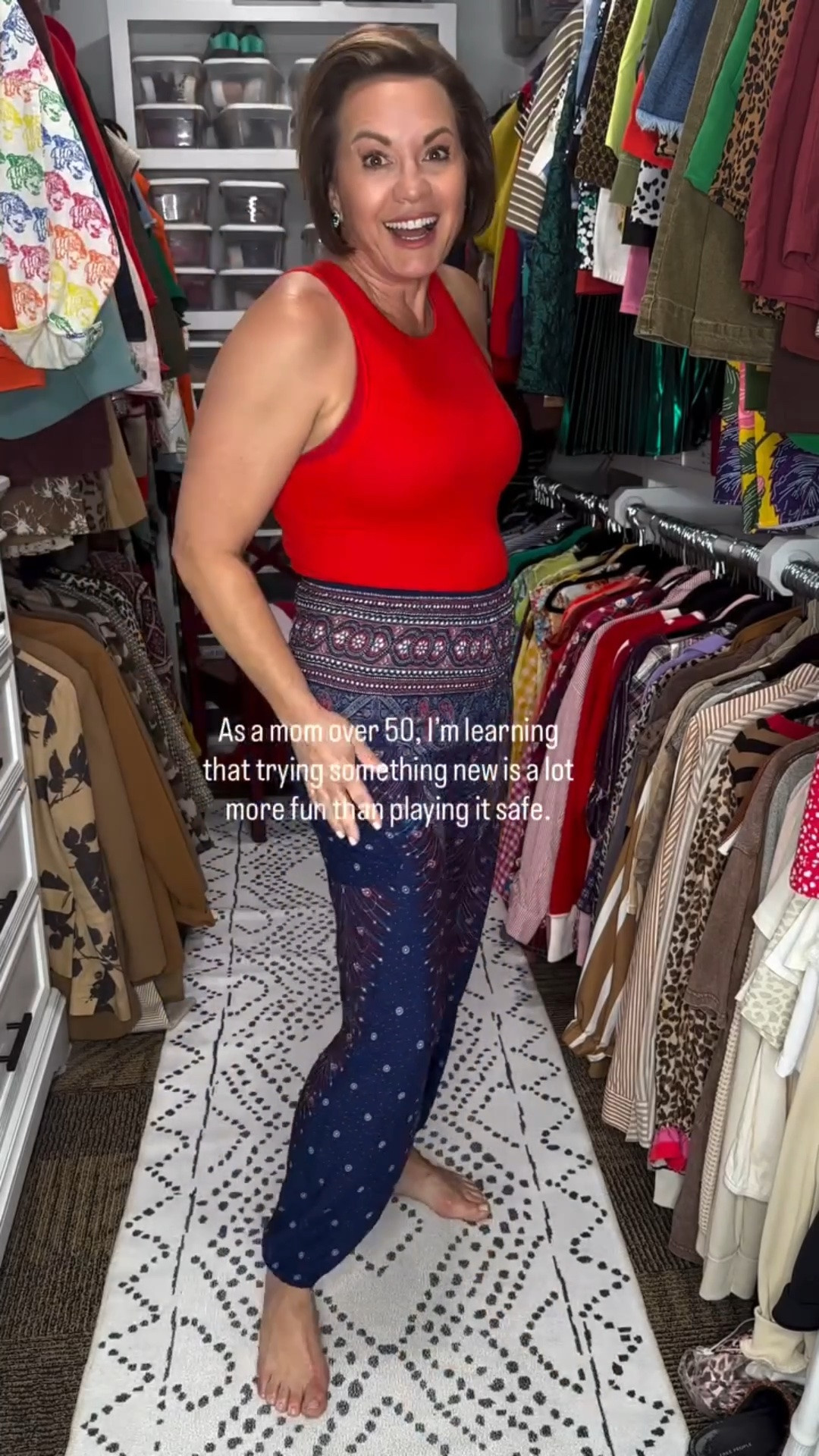 As a mom over 50, I still find myself second-guessing certain trends.

These flowy bubble hem pants were one of them.

I almost didn’t wear them because they felt a little outside my comfort zone, but after putting this outfit together, I’m wondering why I waited so long.

They’re lightweight, comfortable, and perfect for those days when it’s too hot for jeans, but you still want to look put together. Paired with a simple tank and woven accessories, they made running errands feel a little more stylish and a lot more comfortable.

Sometimes the pieces we’re most unsure about end up becoming our favorites.

Have you tried a trend lately that surprised you? Tell me in the comments! 👇

#LTKootd #LTKOver40 #LTKMidsize