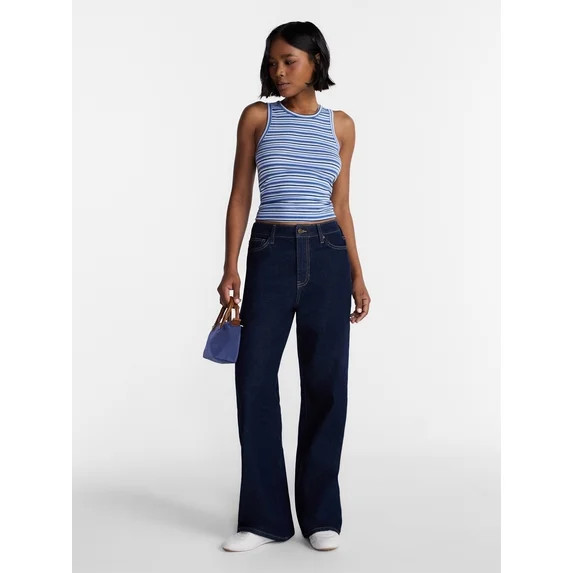 No Boundaries Ribbed High Neck Tank Top, Women's XXS-XXL | Walmart (US)
