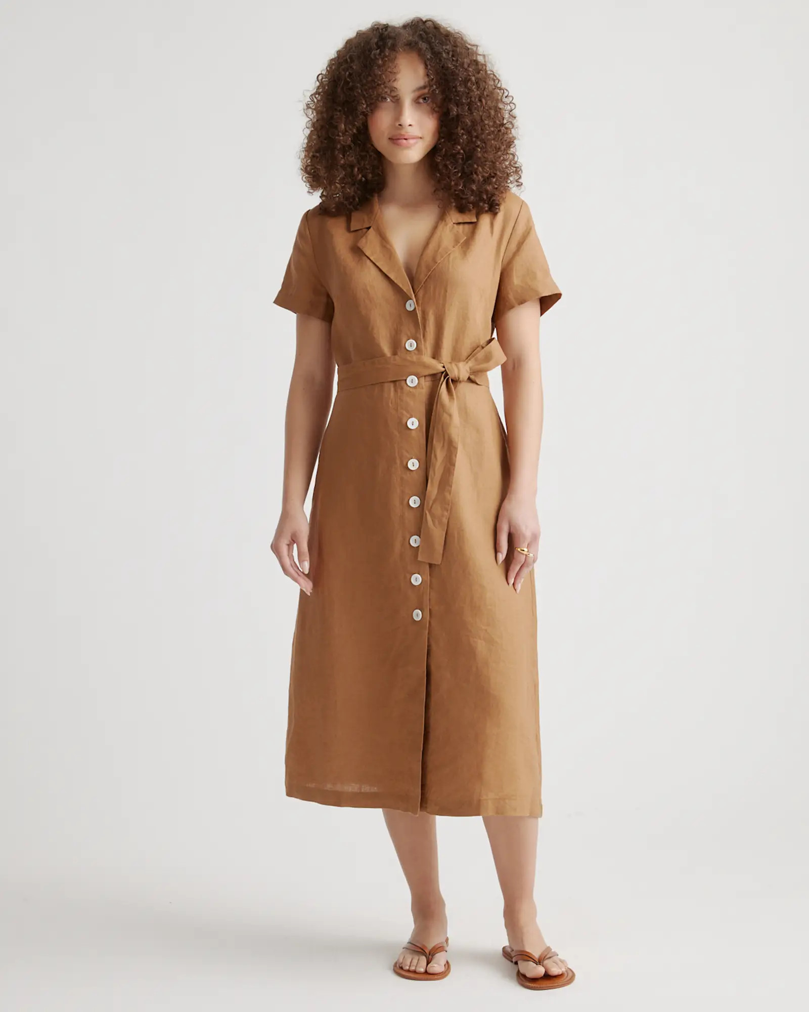 100% European Linen Button Front Dress | Quince