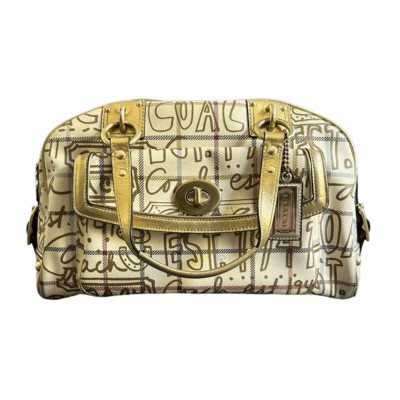 Chelsea Graffiti Tattersall Domed Satchel by Coach Gold Brass Vintage | eBay US