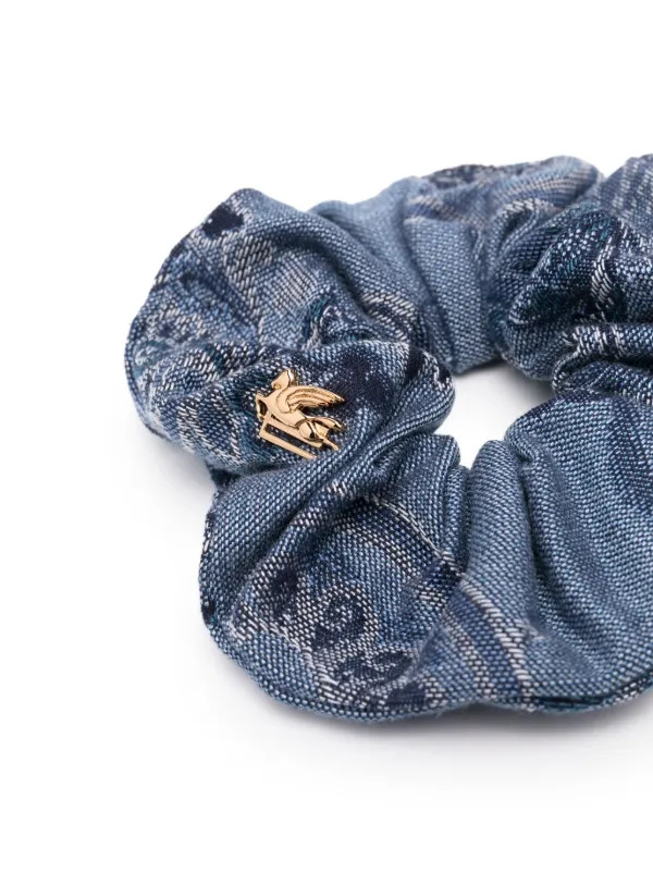 플로럴 자카드 데님 헤어슈슈 | Farfetch Global